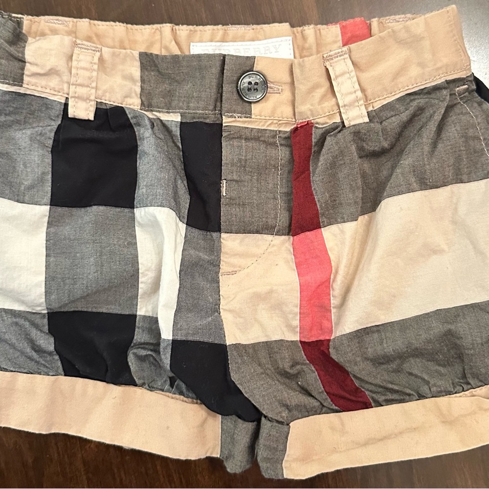 Burberry Tan and Black Baby Shorts- 18 months